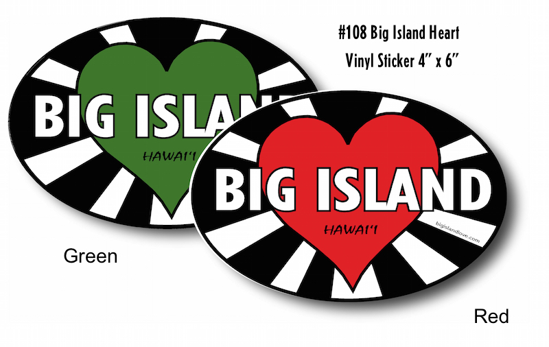 #108 BIG ISLAND LOVE OVAL VINYL STICKER - ©808MANA - BIG ISLAND LOVE LLC