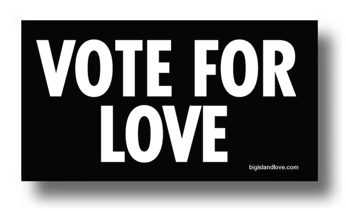 #146 VOTE FOR LOVE VINYL STICKER- ©808MANA - BIG ISLAND LOVE LLC - ALL RIGHTS RESERVED