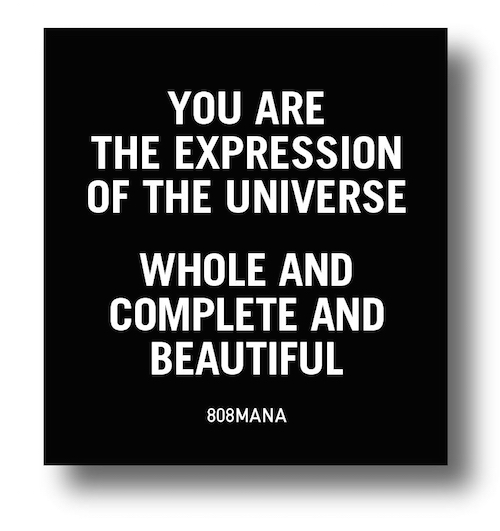 #865 YOU ARE THE EXPRESSION OF THE UNIVERSE WHOLE AND COMPLETE AND BEAUTIFUL - VINYL STICKER - ©808MANA - BIG ISLAND LOVE LLC