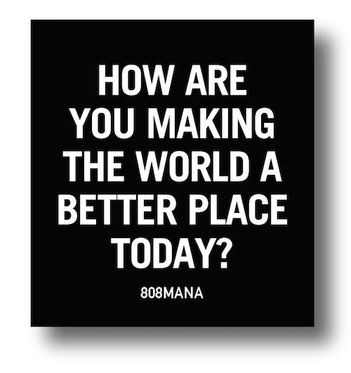 #870 HOW ARE YOU MAKING THE WORLD A BETTER PLACE - VINYL STICKER - ©808MANA - BIG ISLAND LOVE LLC